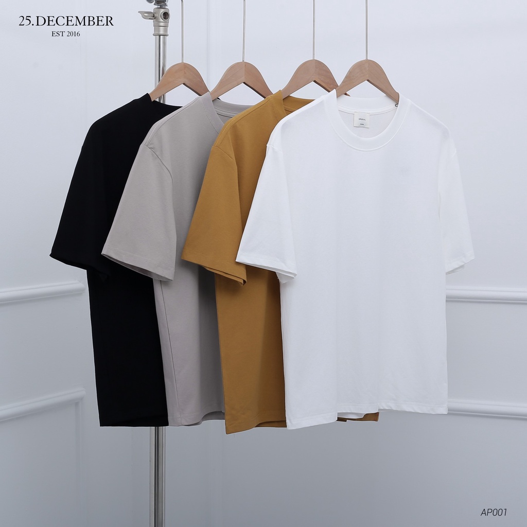Áo phông trơn basic, chất vải cotton dầy dặn, phom dáng đẹp - 25.December AP001