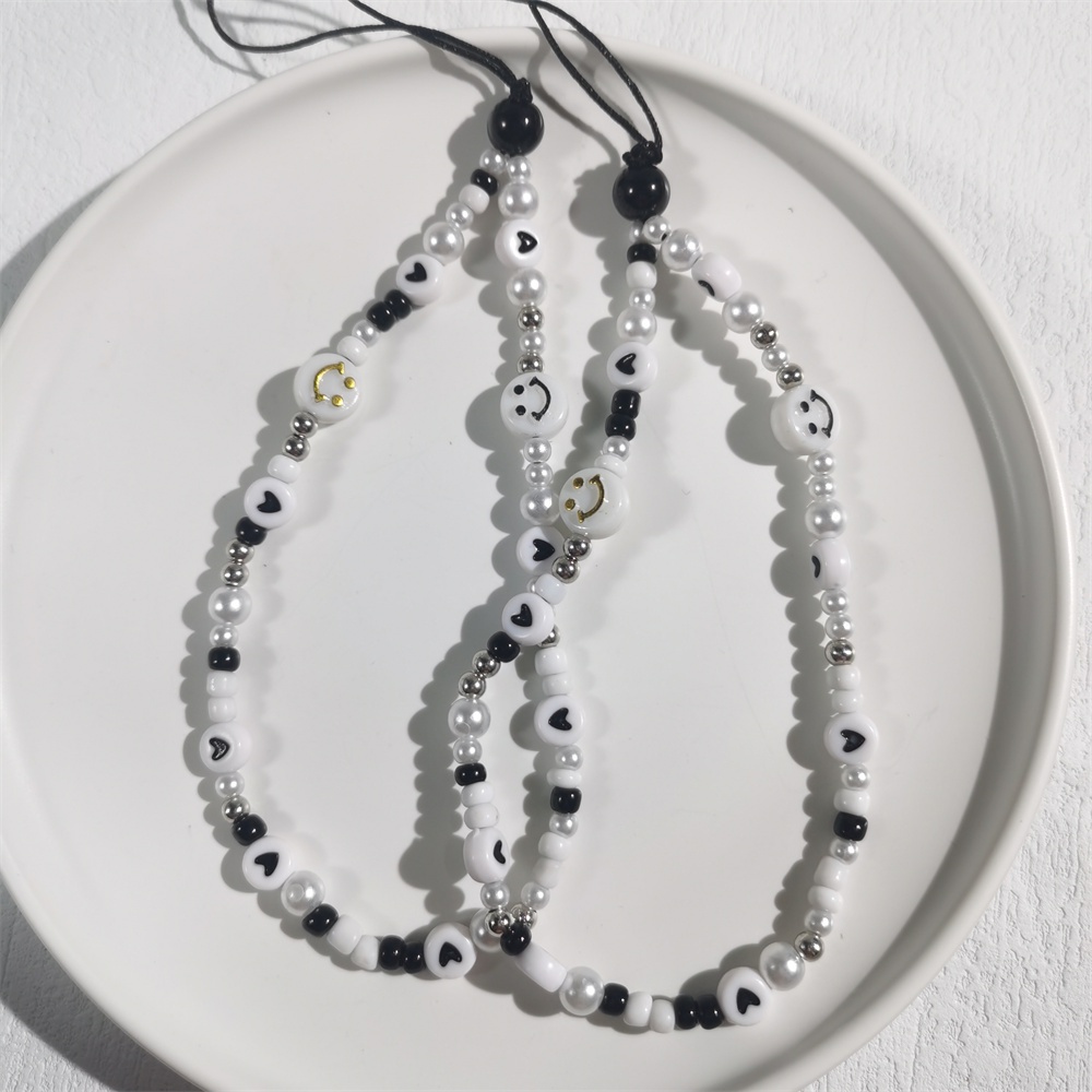 Dây Đeo Điện Thoại Bằng Acrylic Mềm Đính Hạt Ngọc Trai Hình Hoa Cười Nhiều Màu Dễ Thương Chống Thất Lạc