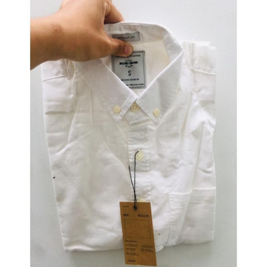 Áo sơ mi nam tay ngắn vải Oxford denim jean trắng cao cấp mềm mịn phù hợp công sở NS02 ་