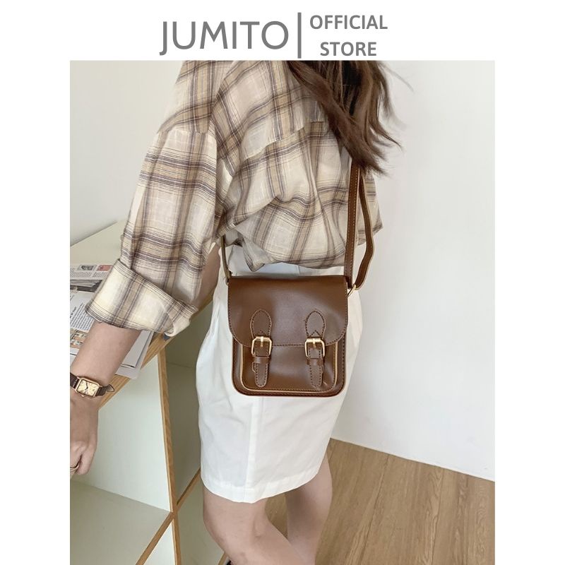 Túi xách da nữ đeo chéo đeo vai hai khuy cài hàng Quảng Châu cao cấp JUMITO T1.019.NA