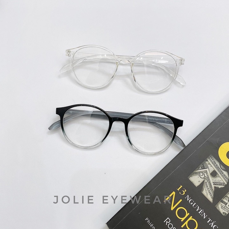 Kính không độ, Kính cận OMBRE 19075 - 8132 Hot tiktok Lansun 01 nhựa dẻo tròn chống ánh sáng xanh, UV400  Jolie eyewear