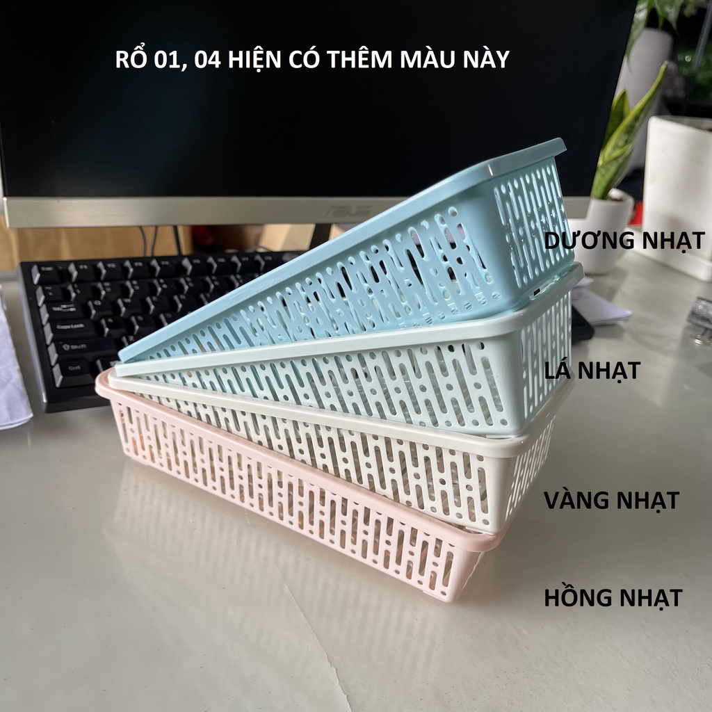 Rổ Nhựa Chữ Nhật Dài Nhiều Màu Đựng Bút Viết, Đựng Vật Dụng Dài Nhiều Màu Với 4 Kích Thước, Nhựa PP Chính Phẩm, Bền Đẹp | BigBuy360 - bigbuy360.vn
