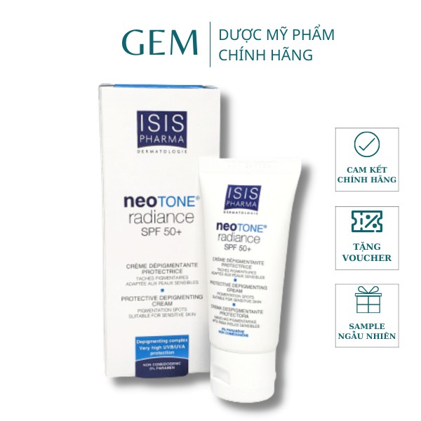 Kem dưỡng sáng, giảm thâm nám Isis Pharma Neotone Radiance SPF50+