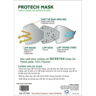1 chiếc khẩu trang vải kháng khuẩn PROTECH MASK