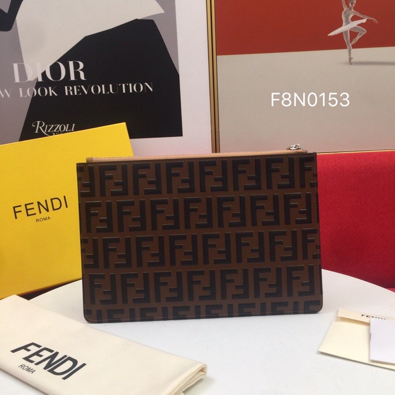 ví tab đứng in hoạ tiết logo khoá kéo dáng mỏng da mềm fendi FD