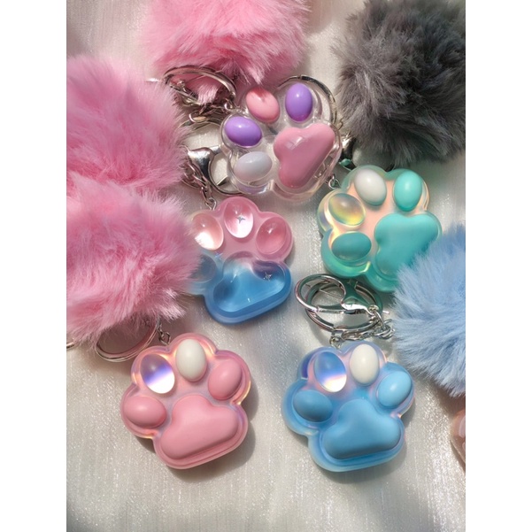 Móc khoá hình chân mèo, móc treo balo, chìa khoá xe