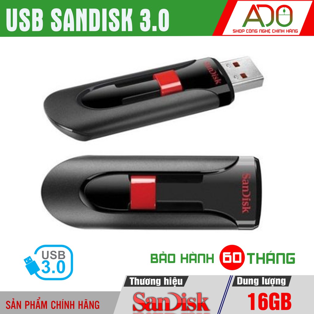 [CHÍNH HÃNG] USB SanDisk 16GB CZ60 – USB 3.0 Flash disk – Bảo hành 5 năm | BigBuy360 - bigbuy360.vn