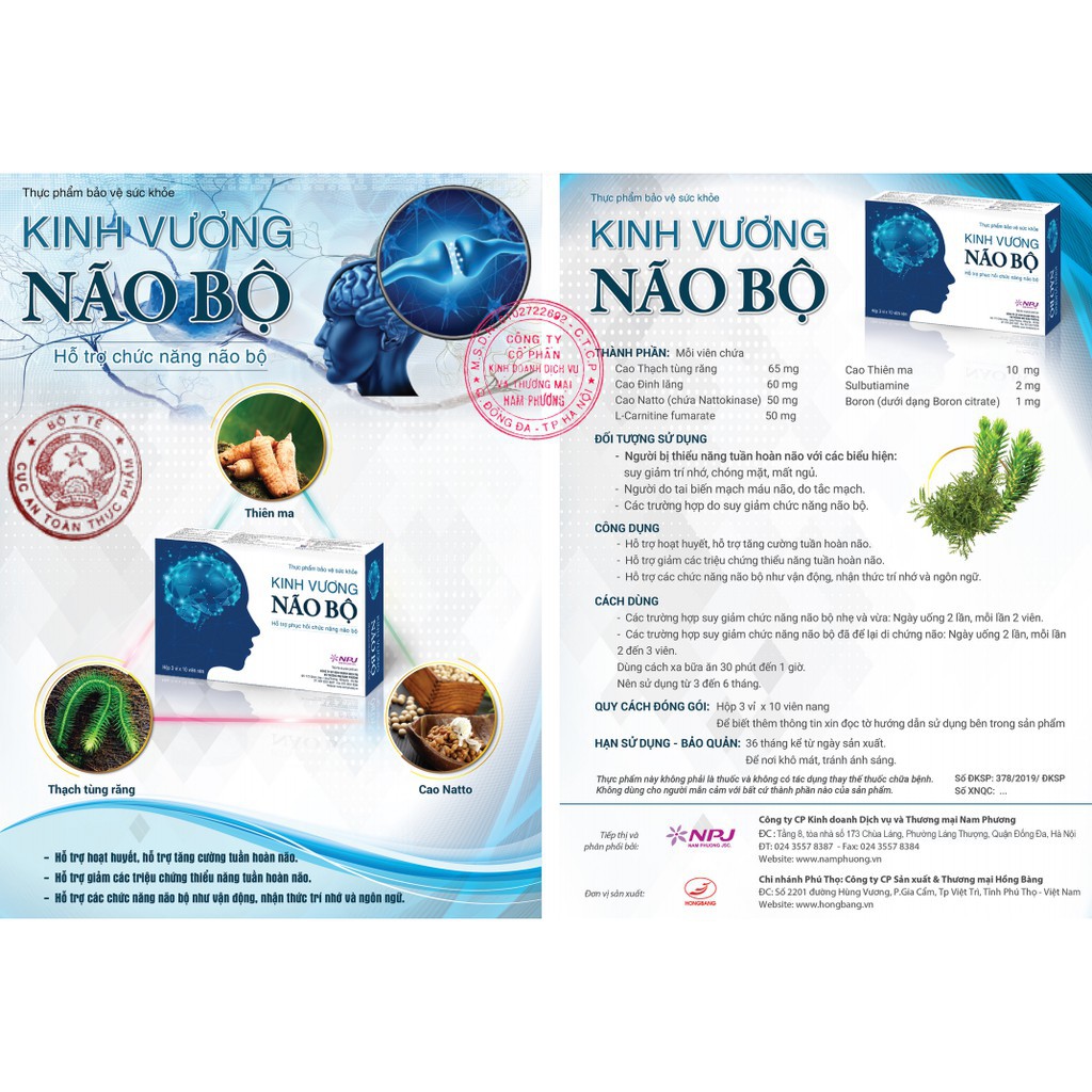 Kinh Vương Não Bộ - Hỗ trợ tăng cường trí não (Hộp 30 viên)