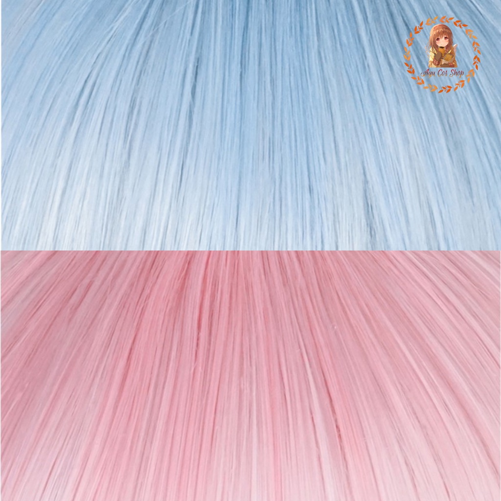 Wig/tóc giả cosplay Rem Ram long hair Re: zero màu hồng xanh