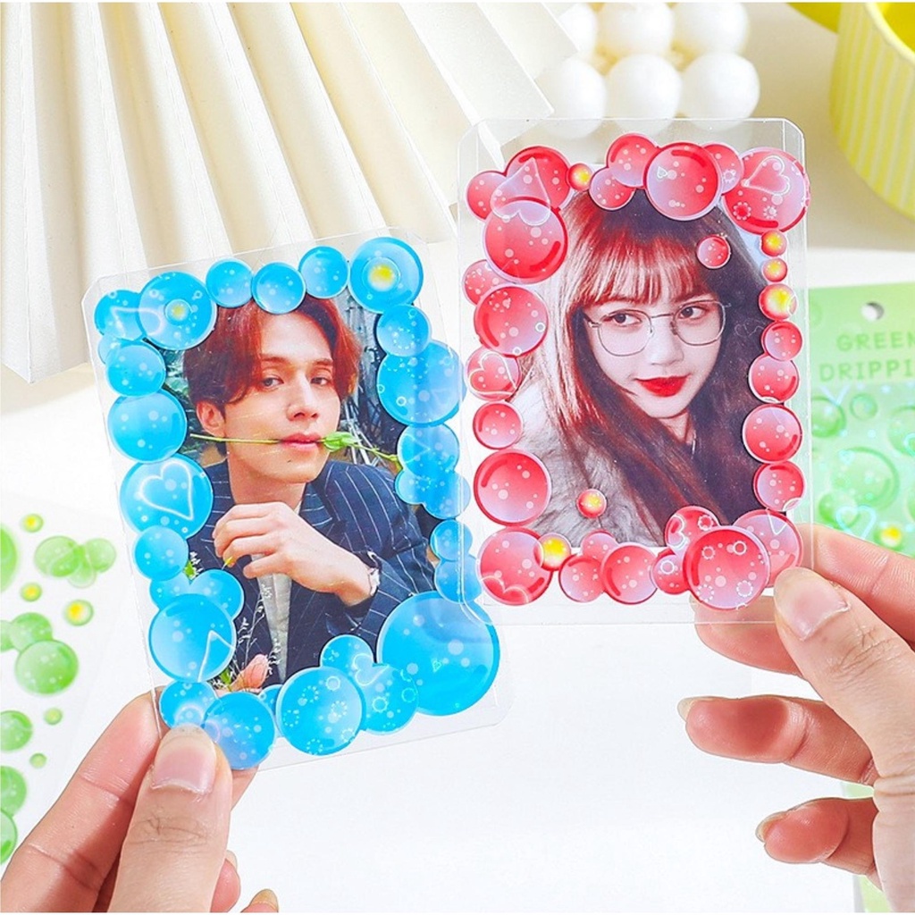 Sticker trang trí toploader hình bóng nước hình dán hologram trang trí sổ