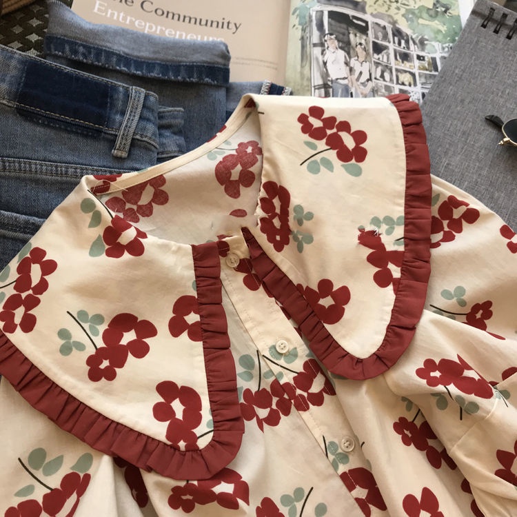 Áo Sơ Mi Nữ Ngắn Tay Họa Tiết In Retro Phong Cách Hong Kong