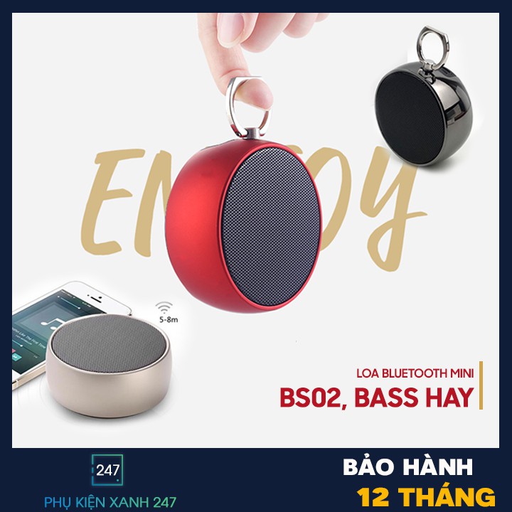 Loa Bluetooth Mini BS02 ⚡️Đ𝐈̉𝐍𝐇 𝐍𝐇𝐀̂́𝐓⚡️ Bass Hay, Thiết kế sang trọng, Nhỏ gọn, Tiện lợi, Hỗ trợ Thẻ Nhớ