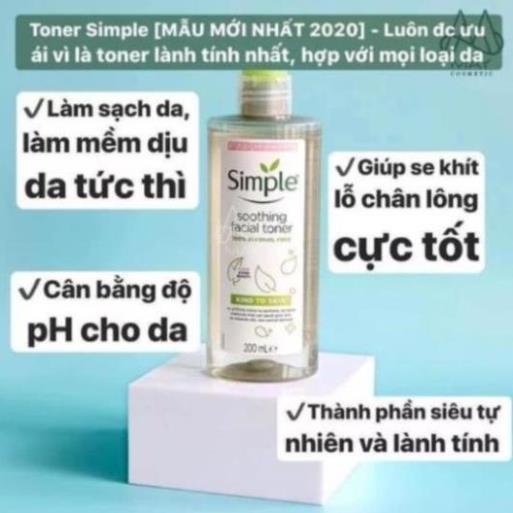 Sữa rửa mặt, tẩy trang, toner Simple, Bộ sản phẩm chăm sóc da , dịu nhẹ cho da nhạy cảm - bonshop.store