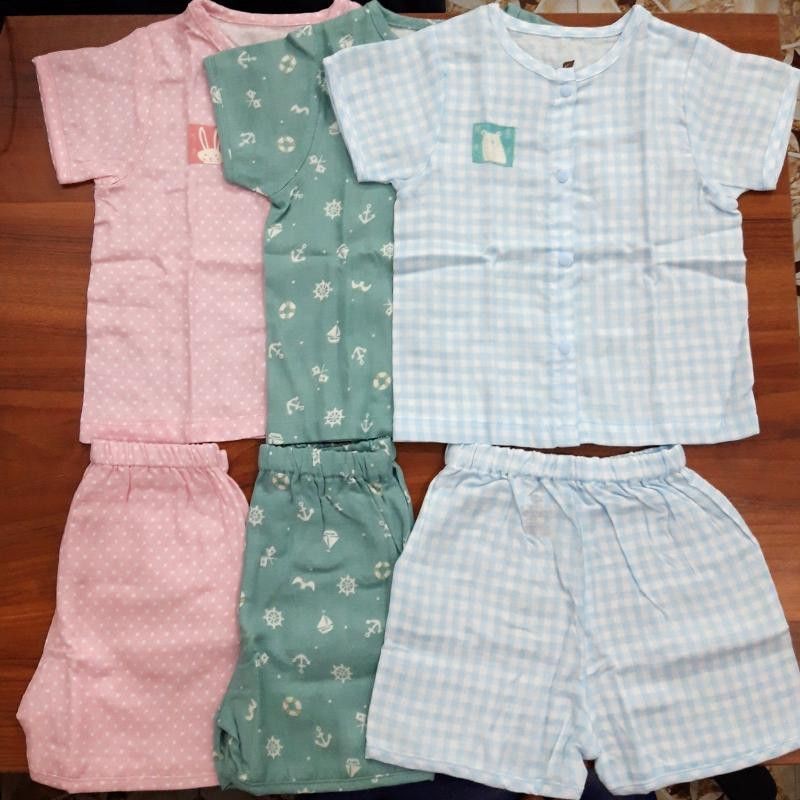 [Xả Hàng Lullaby] BỘ VẢI XÔ CHẤT MÁT-THOÁNG CÀI GIỮA CHO BÉ (Sz 6m-4y)