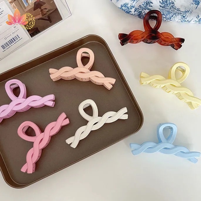 Kẹp tóc hàm cá mập kiểu xoắn dây màu macaron thời trang xuân hè YKD