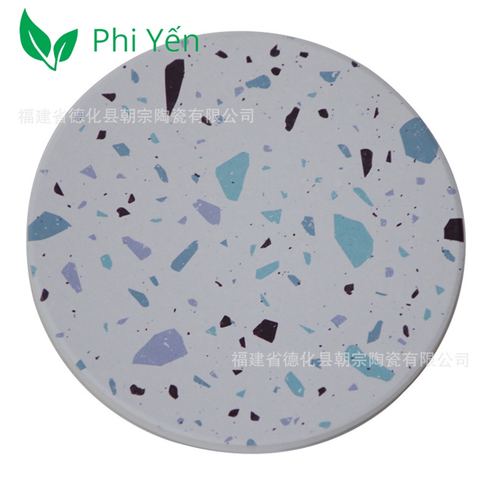 Đế lót ly đá gốm tấm lót cốc thấm nước bằng gốm cao cấp hút nước đế bằng gỗ bần