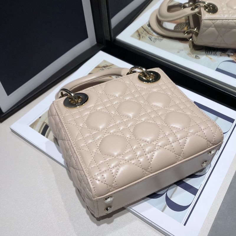 Túi xách đeo chéo nữ da thật dáng vuông đứng quai xách gắn logo CD Dior