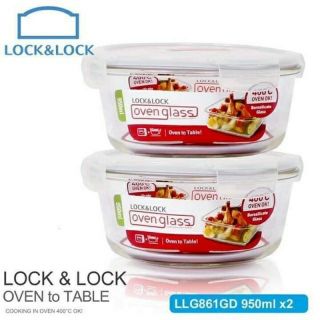 Bộ 2 hộp thủy tinh hình tròn lock&lock 950ml