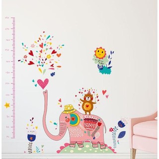 Decal dán tường đo chiều cao voi hồng