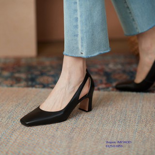 GIÀY CAO GÓT NỮ ĐẾ DÀY MŨI VUÔNG KIỂU CỔ ĐIỂN  - GIÀY IMYSHOES