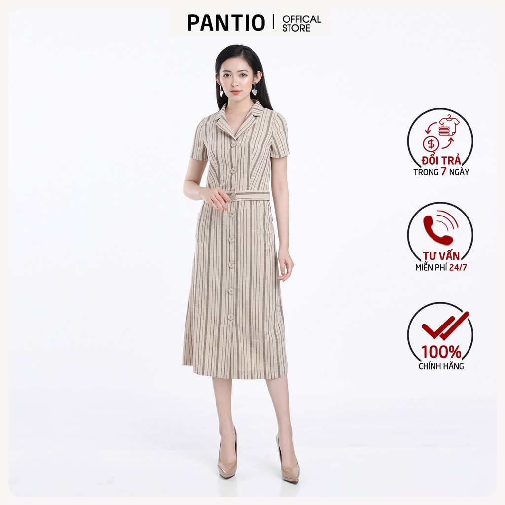 Chân váy dài vải linen kẻ độc đáo BJD52278 - PANTIO