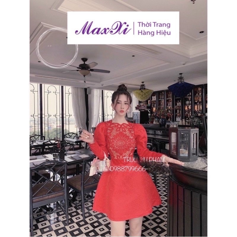 Đầm Nữ Phối Ren - Váy Xoè Dự Tiệc Cho Nữ Tay Dài - Thời Trang Maxxi