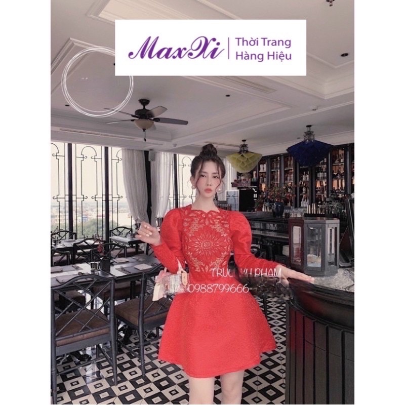 Đầm Nữ Phối Ren - Váy Xoè Dự Tiệc Cho Nữ Tay Dài