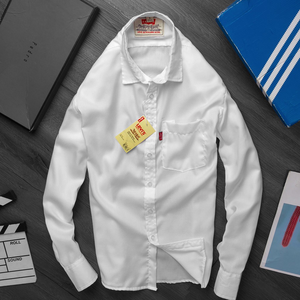 Áo sơ mi nam tay dài Levis vải họa tiết nổi cao cấp màu Trắng - Lịch Lãm Nam Tính