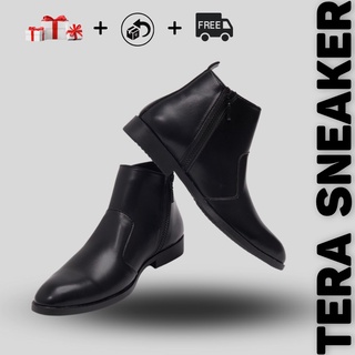 Giày tây nam chelsea boots da cổ cao có khóa tăng chiều cao