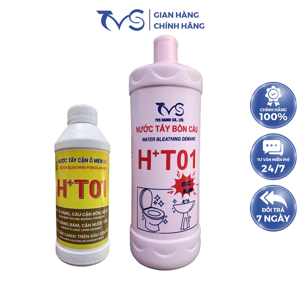 Combo Tẩy Trắng Men Sứ Cặn Canxi Sen Vòi - Tẩy Bồn Cầu Hồng Hàng Ngày TVS 500ml/960ml