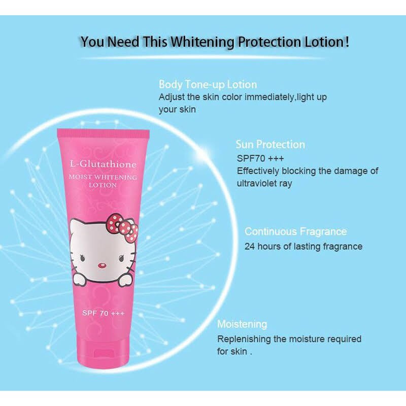 Kem Body HelloKitty L-Gutathione Moist Whitening Lotion 300 ml