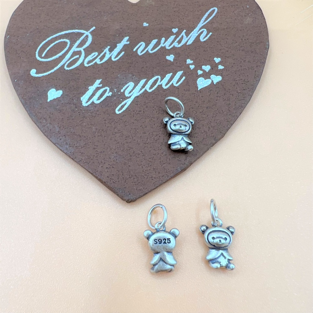 Charm bạc móc treo hình gấu baby cỡ bé - Charm Bạc 925 - Mã CA815