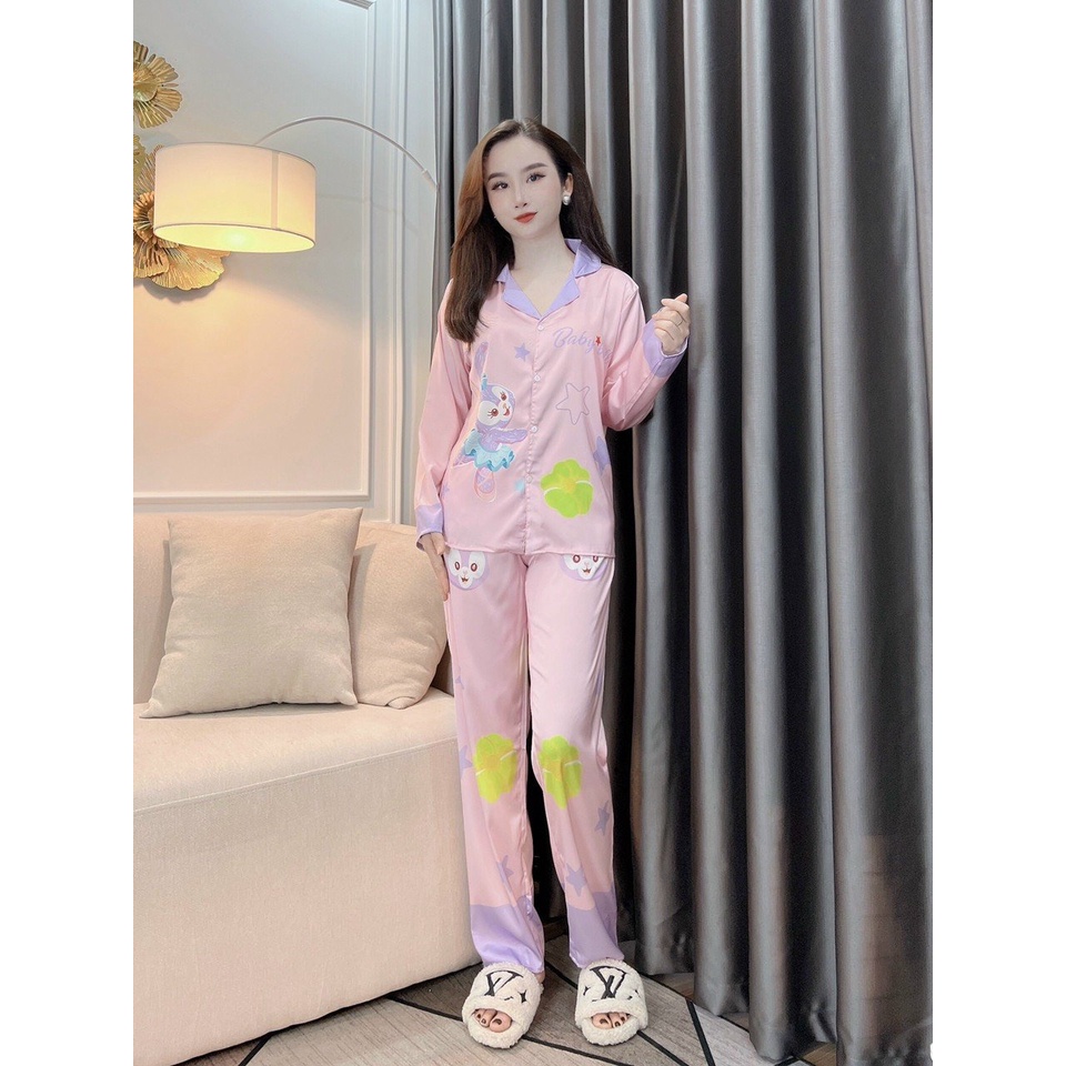 Bộ Lụa Pijama Áo Dài- Quần Dài Lụa Latin Cao Cấp