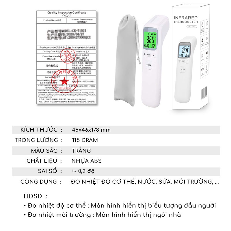 [TẶNG PIN] Máy Đo Nhiệt Độ Nhiệt Kế Hồng Ngoại Điện Tử Đa Năng Cho Bé Đo Nhanh Chính Xác