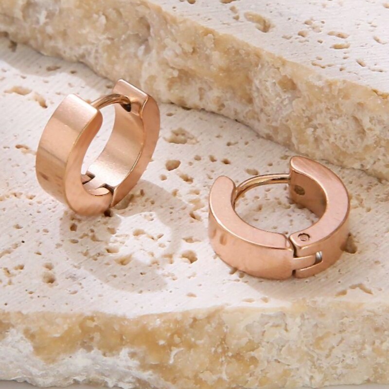 Khuyên tai tròn nhỏ bằng thép không gỉ đơn giản thời trang cho nam và nữ WC085