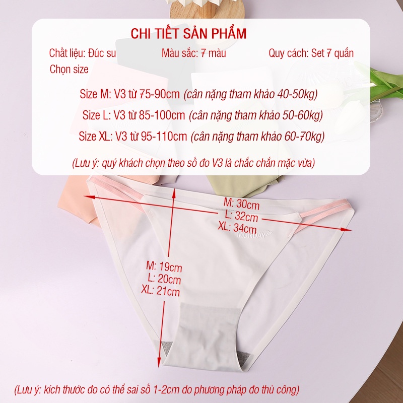 Set Quần lót nữ tuần (7 chiếc) chất đúc su kiểu tam giác dây sườn kép FLQ178