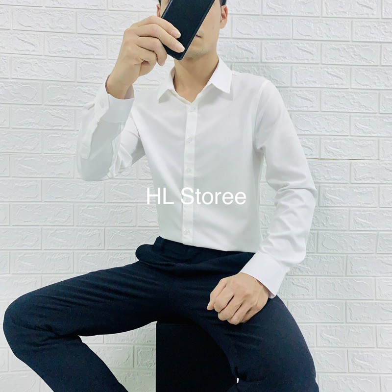 Áo sơ mi nam trơn vải lụa chống nhăn, chống xù | BigBuy360 - bigbuy360.vn