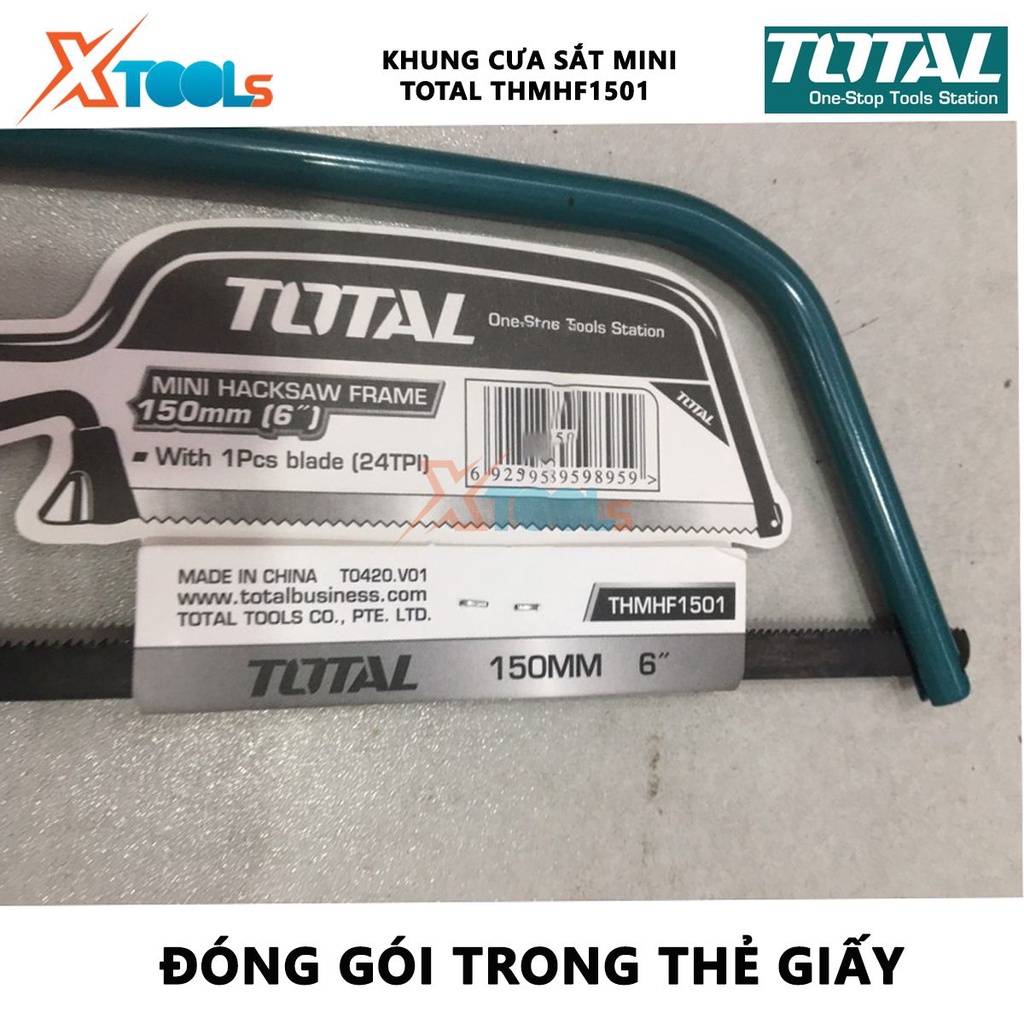 Khung cưa sắt mini Total THMHF1501 | Khung cưa sắt cầm tay kích thước 150mm (6&quot;) khung lắp lưỡi cưa, thép cao cấp, chắc