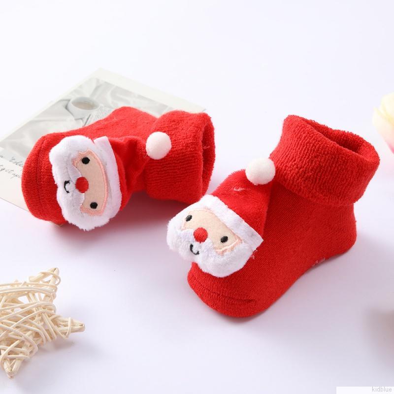 Vớ cotton hoạt hình Giáng sinh dễ thương chống trượt cho bé sơ sinh 0-1 tuổi