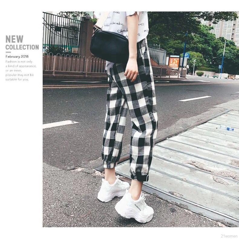 Quần dài Harem sọc caro thời trang năng động cho nữ | BigBuy360 - bigbuy360.vn