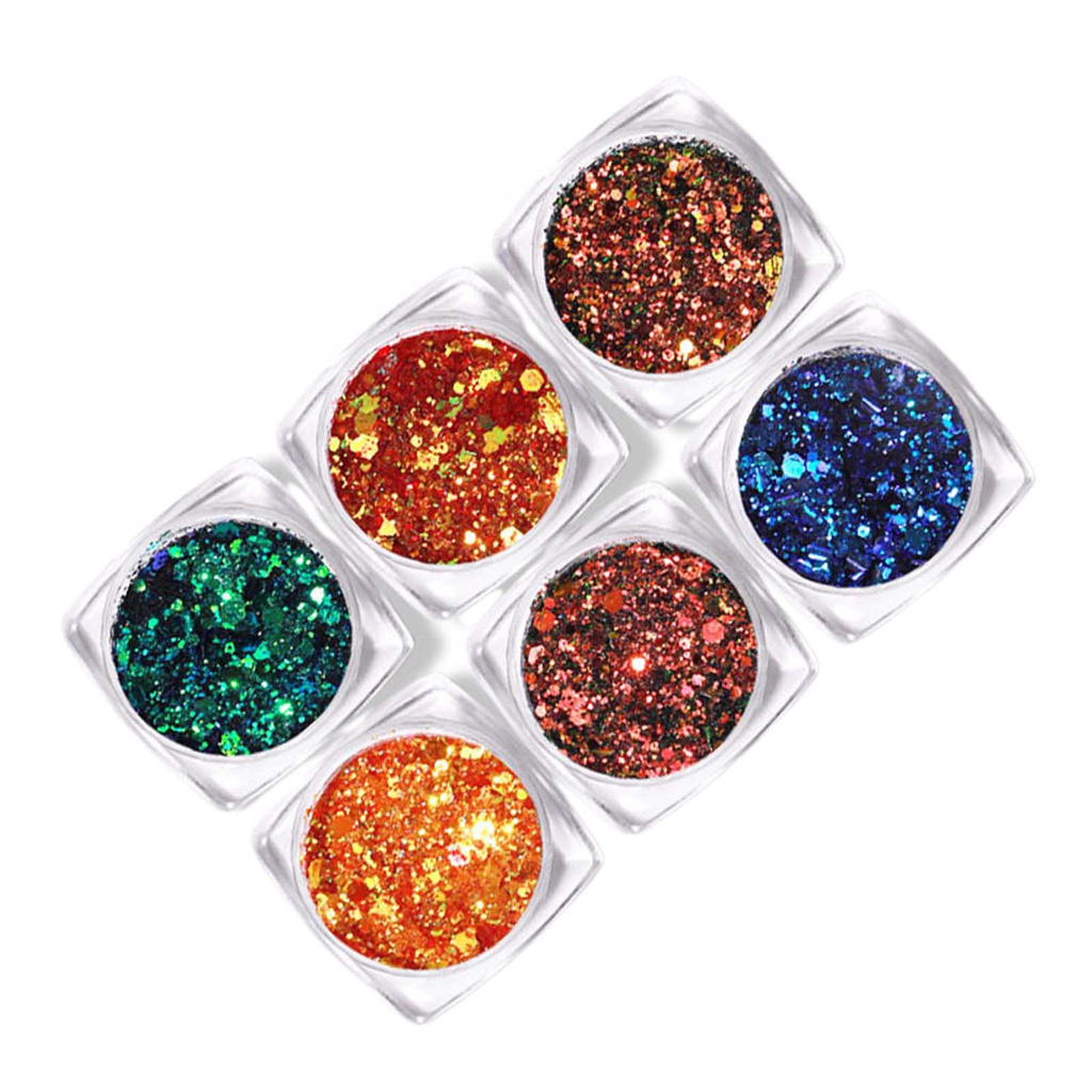 [Hàng mới về] Set 6 Hộp Kim Tuyến Dạ Quang Trang Trí Móng Tay