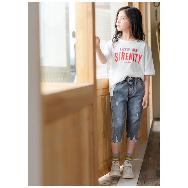 Quần jeans lửng bé gái hàng quảng châu chất xịn đẹp Shushibaby