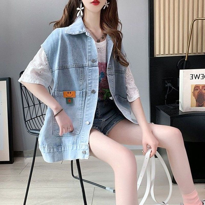 Áo Khoác Denim Không Tay Dáng Rộng Thời Trang Xuân Thu 2022 Cho Nữ