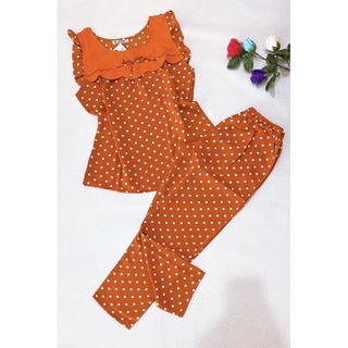 Đồ bộ 9 tấc, dài lụa mango chấm bi đẹp