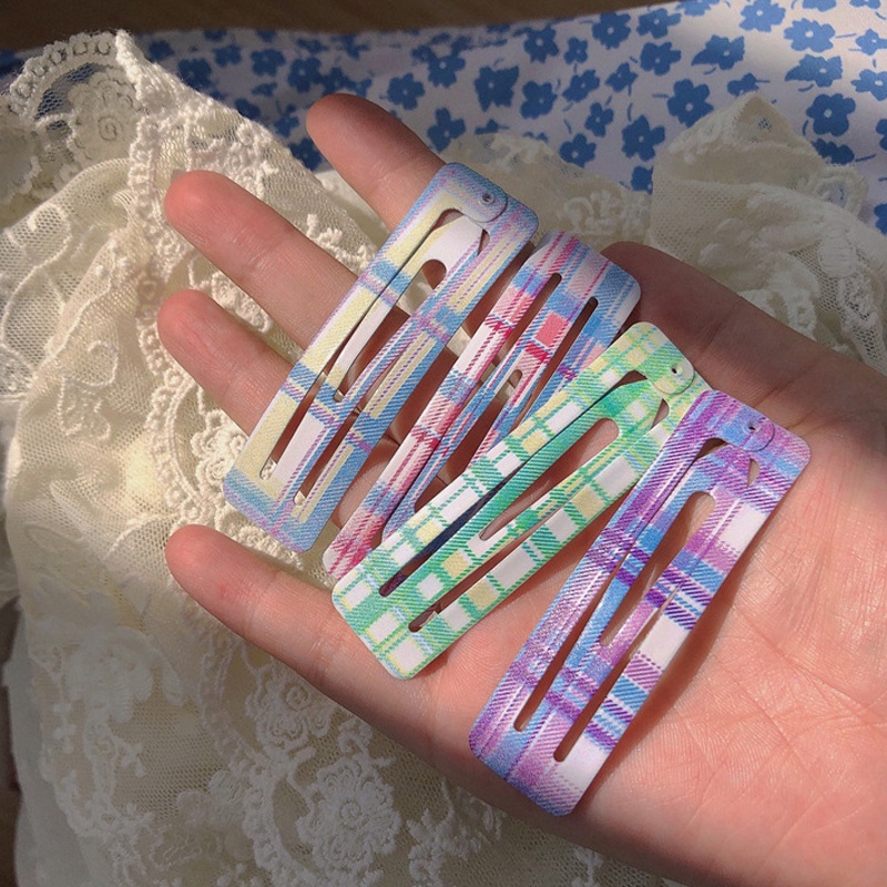 Kẹp tóc vải sọc ca rô cho bé gái