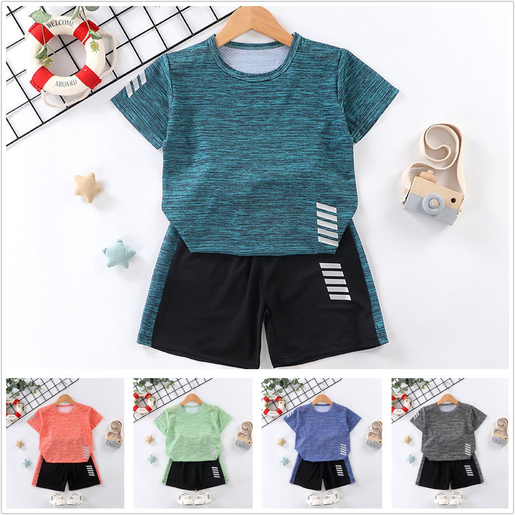 Bộ Đồ Thể Thao Ngắn Tay Nhanh Khô Thời Trang Mùa Hè 2021 Dành Cho Bé Trai