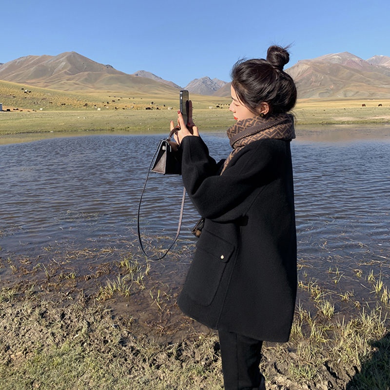 Áo Khoác Len Cổ Búp Bê Phong Cách Thu Đông Mới Cho Nữ