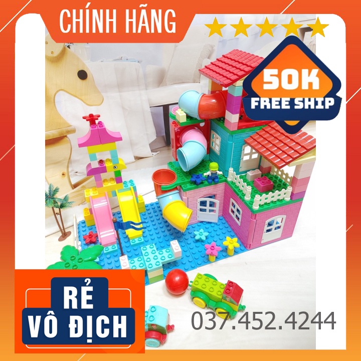 Đồ chơi học tậpFreeship1kg Đồ Chơi xếp hình Stem tương thích Lego Duplo túi 100 chi tiết, 1kg gạch nhựa ABS
