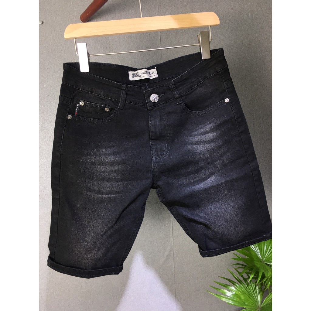 [FREESHIP EXTRA GIẢM TỚI 70K PHÍ VẬN CHUYỂN ĐƠN TỪ 50K ĐẾN 300K] Quần Short Jeans Nam Đen Trơn GOZ Co Giãn 4 Chiều <75kg