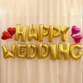 Sét bóng chữ happy wedding